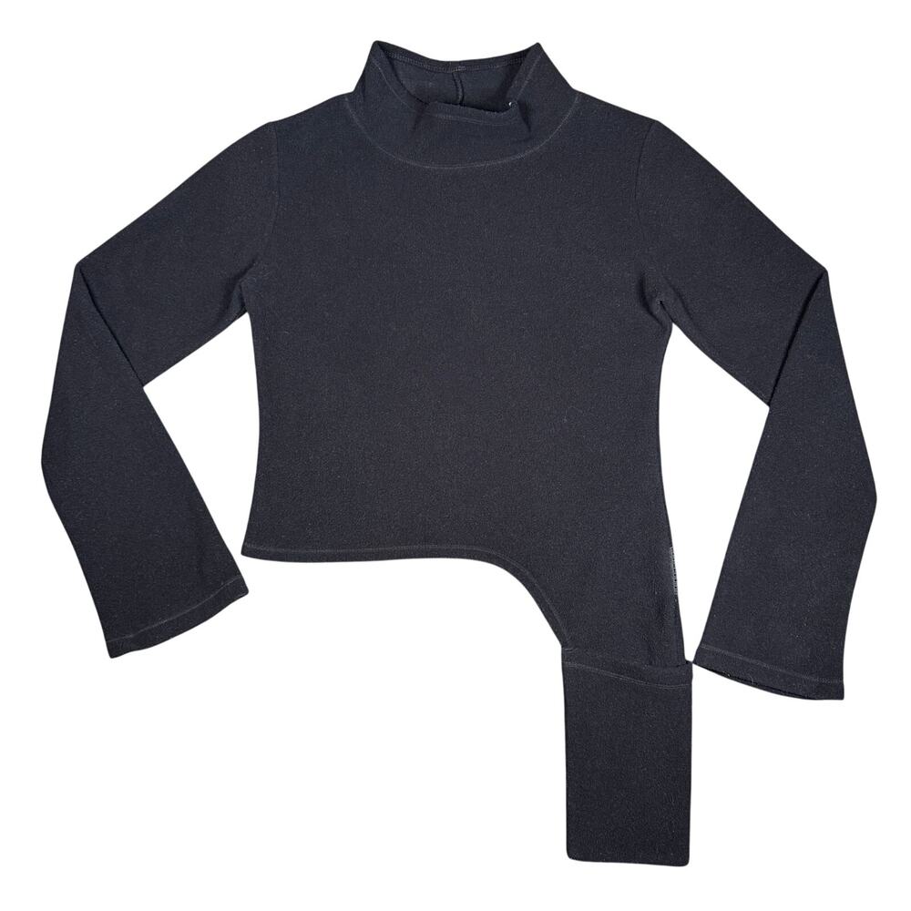 Vintage Cop Copine Paris Asymmetrical Utility Top Pouch Black Mock Neck Y2K Mesh